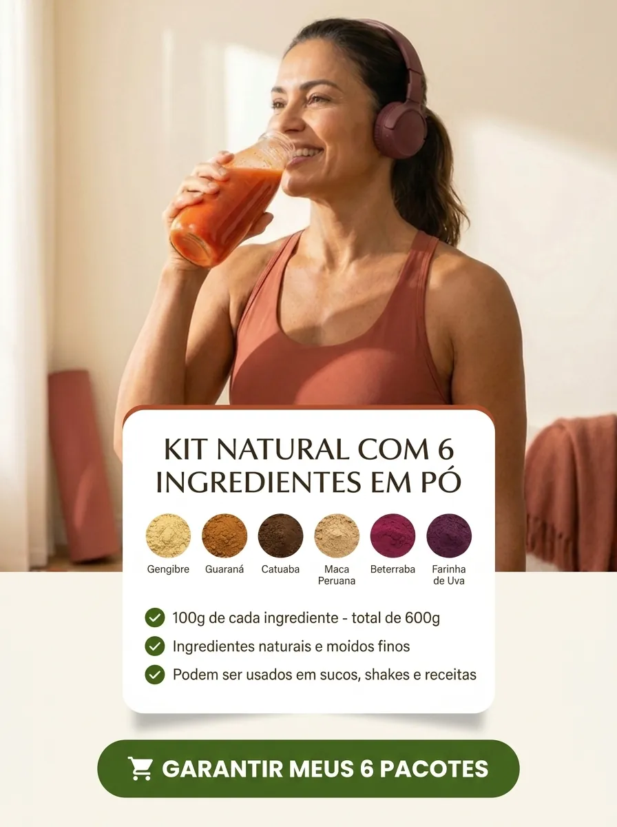 Kit natural com 6 ingredientes em pó